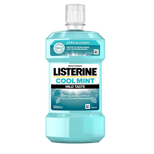 Burnos skalavimo skystis Burnos skalavimo skystis LISTERINE COOLMINT MILD TASTE, 500 ml | Mano Vaistinė