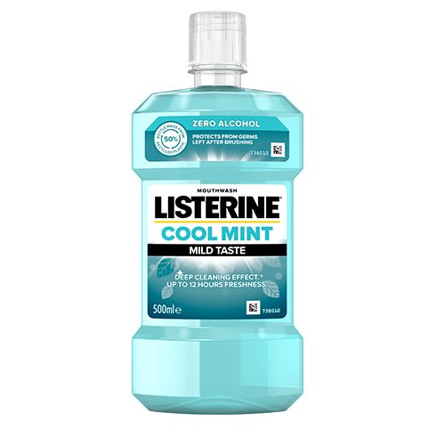 Burnos skalavimo skystis LISTERINE Coolmint Mild taste burnos skalavimo skystis, 500 ml | Mano Vaistinė