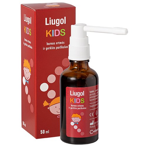 Gerklės purškalas vaikams, nuo perštėjimo Liugol Kids burnos ertmės ir gerklės purškalas 50ml | Mano Vaistinė