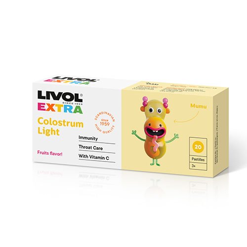 LIVOL EXTRA Colostrum Light, 20 čiulpiamų pastilių | Mano Vaistinė