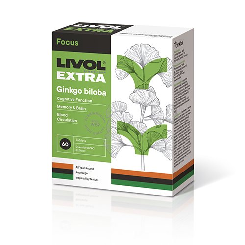 Ginkmedžio lapų ekstraktas LIVOL EXTRA Gingko Biloba tabletės N60 | Mano Vaistinė