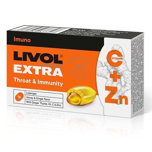 LIVOL EXTRA  Throat and Immunity, 16 gerklės pastilių | Mano Vaistinė