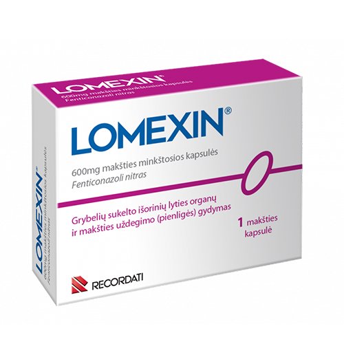 lomexin 600 mg maksties minkstosios kapsules n1