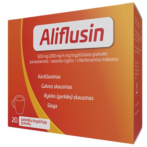 Aliflusin 500mg/200mg/4mg šnypščiosios granulės N20 | Mano Vaistinė