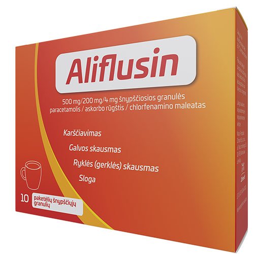 Aliflusin 500mg/200mg/4mg šnypščiosios granulės N10 | Mano Vaistinė