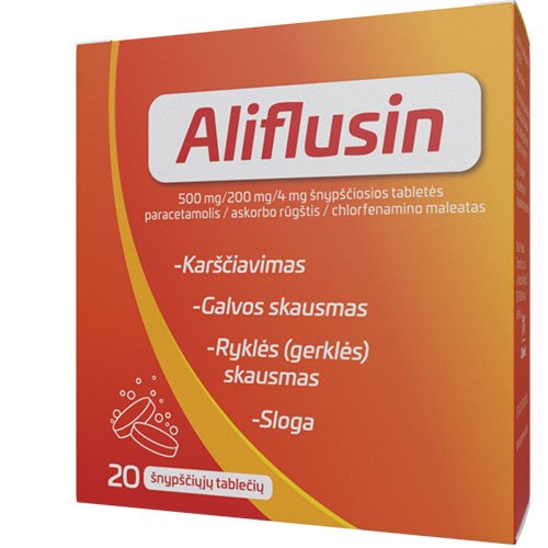 Aliflusin 500mg/200mg/4mg šnypščiosios tabletės N20 | Mano Vaistinė