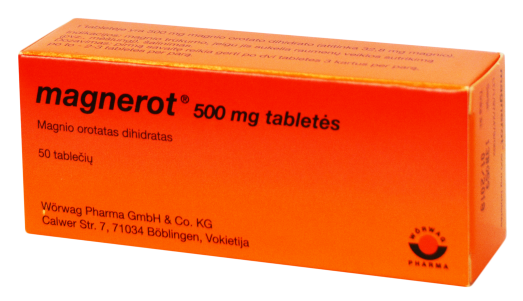 Magnio preparatas Magnerot 500 mg magnio tabletės, N50 | Mano Vaistinė