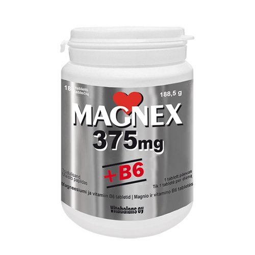 Magnis su B6 vitaminu Magnex 375mg + B6 tabletės N180 | Mano Vaistinė
