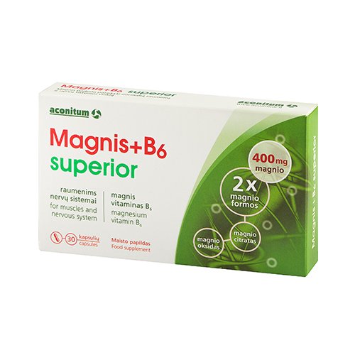 Magnio preparatas, maisto papildas Magnis + B6 Superior kapsulės, N30 | Mano Vaistinė