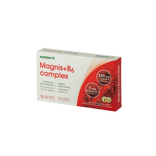 Magnio preparatas Magnis + vitaminas B6 Complex kapsulės, N30 | Mano Vaistinė