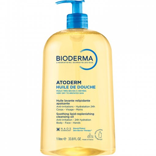 Intensyviai maitinantis aliejinis prausiklis sausai, sudirgusiai odai Dušo aliejus BIODERMA ATODERM HUILE DE DOUCHE, 1000 ml | Mano Vaistinė
