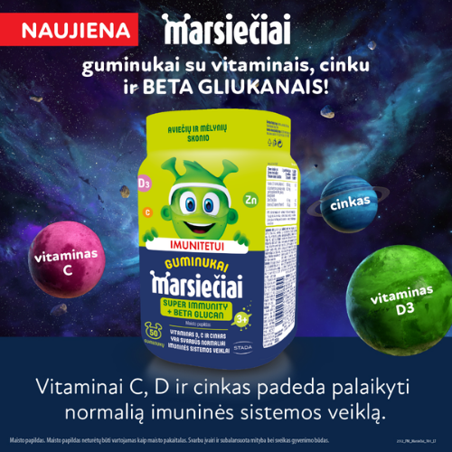 Normaliai imuninės sistemos veiklai Vaikams MARSIEČIAI SUPER IMMUNITY, 50 guminukų | Mano Vaistinė Normaliai imuninės sistemos veiklai Vaikams MARSIEČIAI SUPER IMMUNITY, 50 guminukų | Mano Vaistinė
