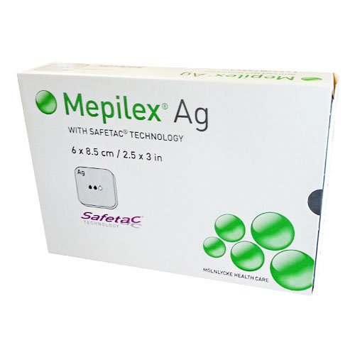Antimikrobinis tvarstis Mepilex Ag minkšto silikono tvarstis, 6 x 8.5 cm, N5 | Mano Vaistinė