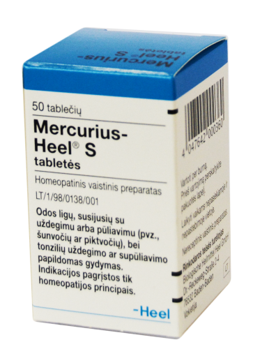 Homeopatinis vaistas Mercurius-Heel S tabletės papildomam odos ligų gydymui, N50 | Mano Vaistinė