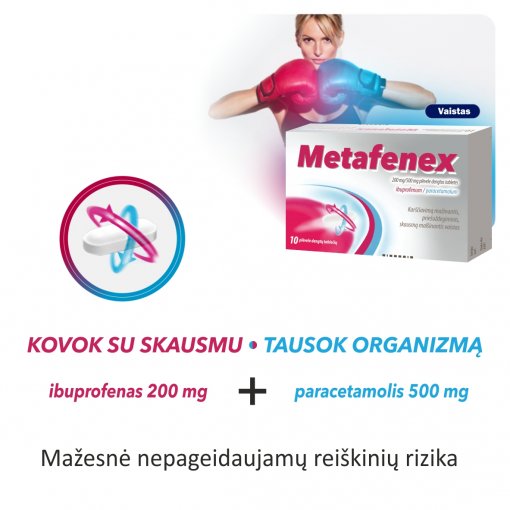 Metafenex 200mg/500mg plėvele dengtos tabletės N10 | Mano Vaistinė