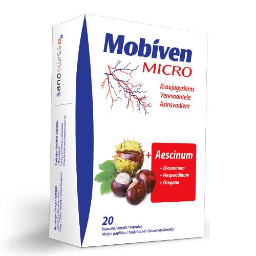 Maisto papildas kraujagyslėms MobiVen Micro kapsulės, N20 | Mano Vaistinė