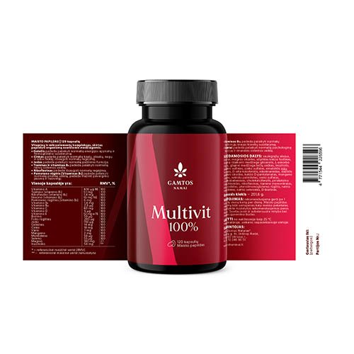 Multivit 100% kapsulės N120 | Mano Vaistinė