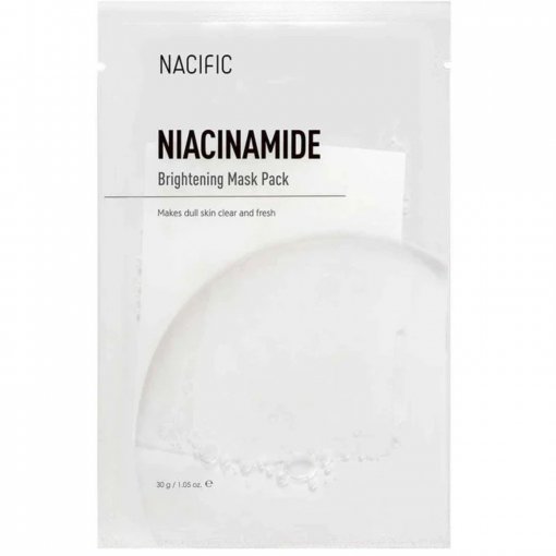 Sausai, pavargusiai ir papilkėjusiai odai Šviesinanti lakštinė veido kaukė NACIFIC NIACINAMIDE BRIGHTENING MASK, 30 g | Mano Vaistinė