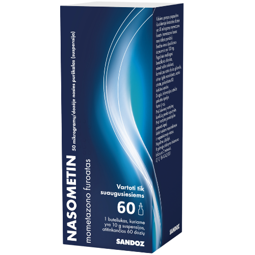 Kvėpavimo sistemai Nosies purškalas NASOMETIN 50mcg/g 60 d. | Mano Vaistinė Kvėpavimo sistemai Nosies purškalas NASOMETIN 50mcg/g 60 d. | Mano Vaistinė