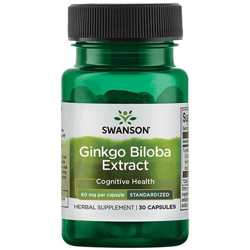 Standartizuotas ekstraktas Ginkgo biloba (dviskiautis ginkmedis) SWANSON, 30 kapsulių | Mano Vaistinė