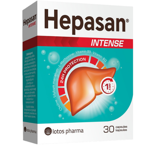 Padeda palaikyti normalią kepenų veiklą Kepenų veiklai HEPASAN INTENSE, 30 kaps. | Mano Vaistinė