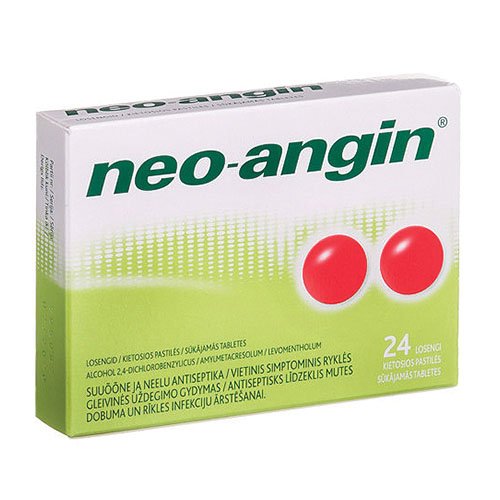 Vaistas nuo gerklės skausmo Neo-Angin, 24 tabletės | Mano Vaistinė