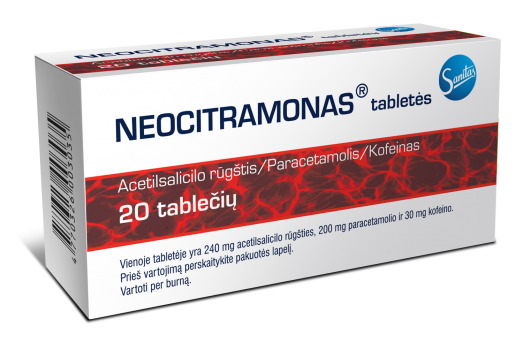 Skausmą mažinantis vaistas Neocitramonas, tabletės nuo skausmo, N20 | Mano Vaistinė