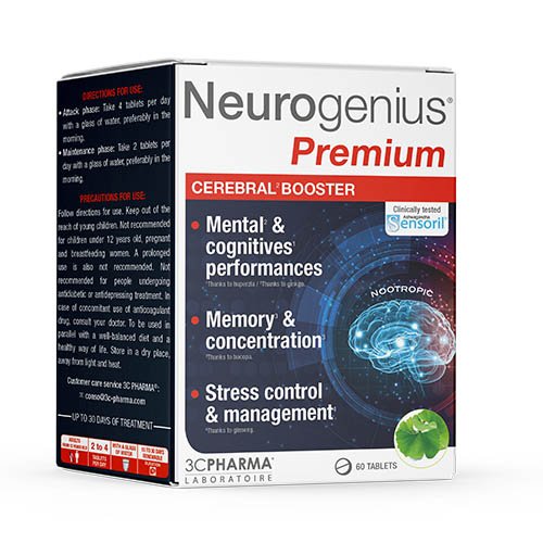 3C PHARMA Neurogenius Premium smegenų veiklai tabletės N60 | Mano Vaistinė