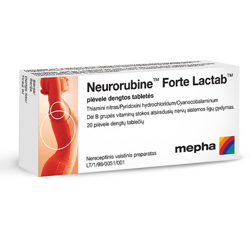 Nervų sistemą veikiantis vaistas Neurorubine Forte Lactab tabletės, N20 | Mano Vaistinė