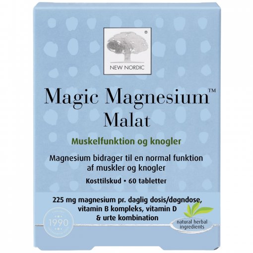 Normaliai raumenų funkcijai, energijos apykaitai palaikyti Magnio malatas NEW NORDIC MAGIC MAGNESIUM MALAT, 60 tab. | Mano Vaistinė