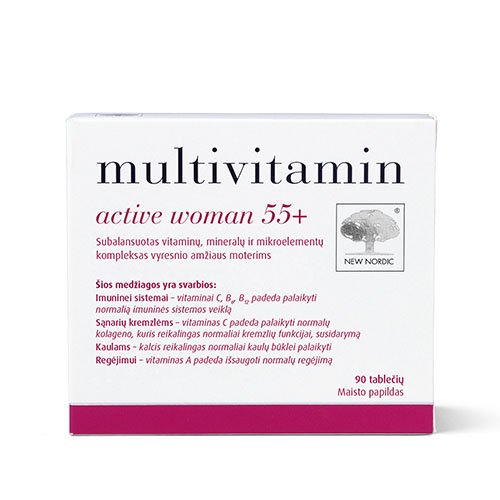 Maisto papildas vyresnėms moterims New Nordic Multivitamin Active Woman 55+, N90 | Mano Vaistinė