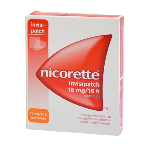 Nikotino tranderminis pleistras Nicorette invisipatch 15 mg/16 h transderminis pleistras, N7 | Mano Vaistinė