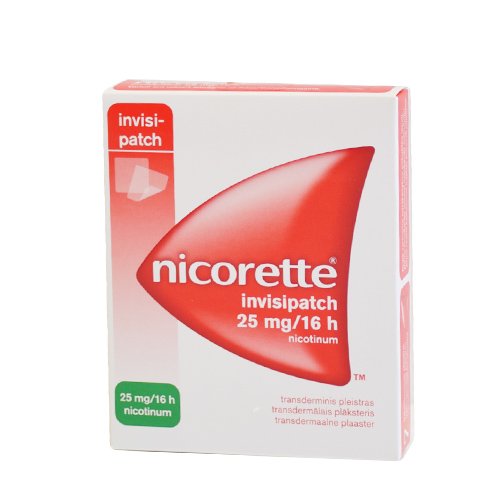 Nikotino tranderminis pleistras Nicorette invisipatch 25 mg/16 h transderminis pleistras, N7 | Mano Vaistinė