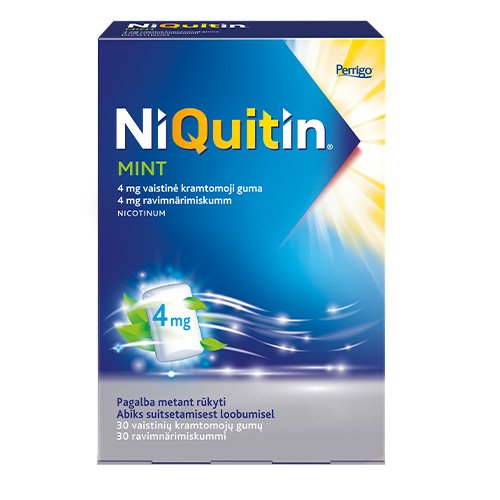 NiQuitin Mint 4mg vaistinė kramtomoji guma N30 | Mano Vaistinė