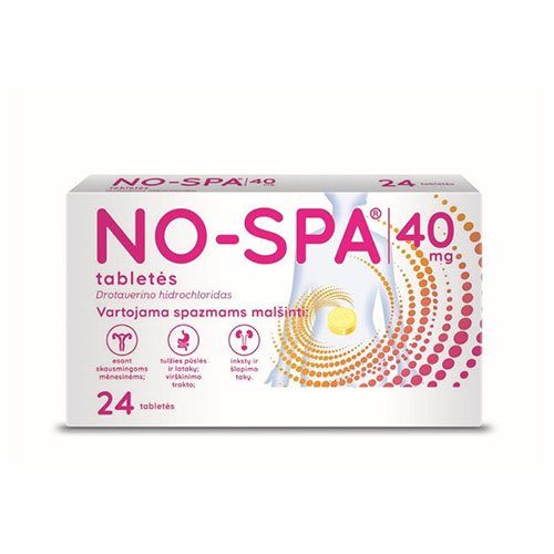 Spazmus atpalaiduojantis vaistas No-spa 40 mg tabletės, N24 | Mano Vaistinė