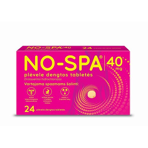 Spazmus atpalaiduojantis vaistas No-spa 40 mg tabletės, plėvele dengtos, N24 | Mano Vaistinė