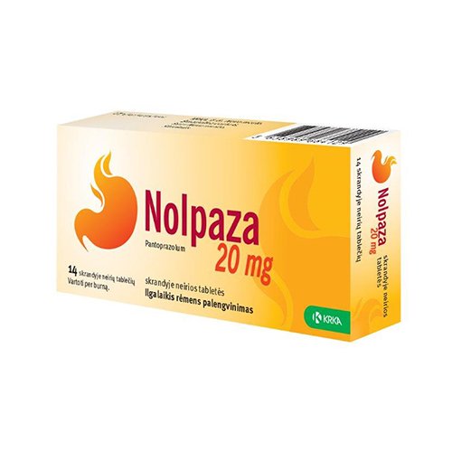 Vaistas nuo rėmens, srkandžio rūgšties ir refliukso Nolpaza 20 mg skrandyje neirios tab. N14 | Mano Vaistinė