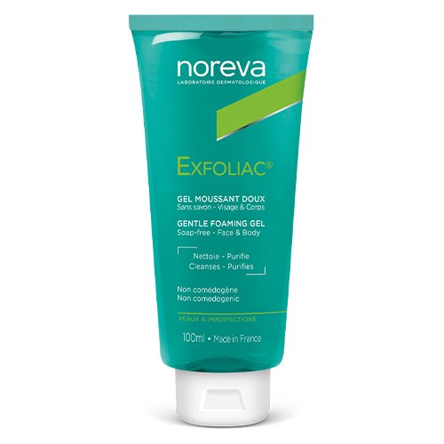 NOREVA Švelnus putojantis gelis EXFOLIAC, 100 ml | Mano Vaistinė