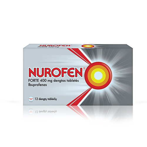 Skausmą, karščiavimą mažinantis vaistas Nurofen Forte 400 mg tabletės, N12 | Mano Vaistinė