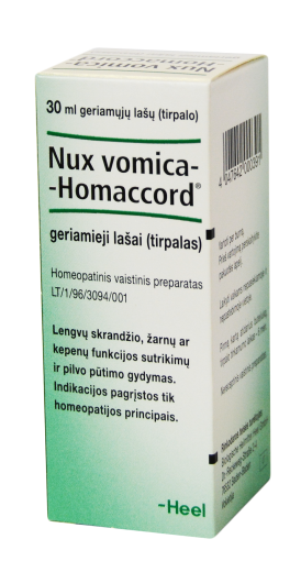 Homeopatinis vaistas Nux vomica-Homaccord geriamieji lašai skrandžiui, kepenims, 30 ml | Mano Vaistinė