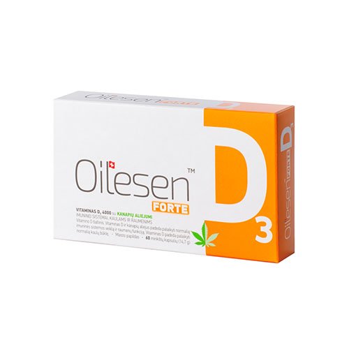 Vitamino D preparatas Oilesen Forte D3 4000 kapsulės, N60 | Mano Vaistinė