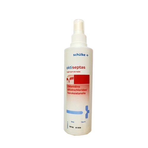 Antiseptinė, dezinfekuojanti priemonė Oktiseptas odos tirpalas su purškalo pompa, 1 mg/20 mg/ml, 250 ml | Mano Vaistinė