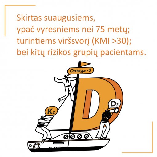 Vitamino D3 (4000 TV), ir K2 (MK-7 100 μg) ir Omega-3 kompleksas Širdžiai, kaulams, imunitetui OLIDETRIM 4000, 30 vnt. | Mano Vaistinė