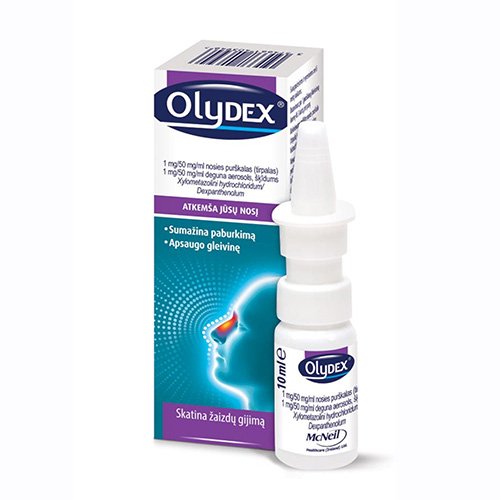 Olydex 1mg/50mg/ml nosies purškalas 10ml | Mano Vaistinė