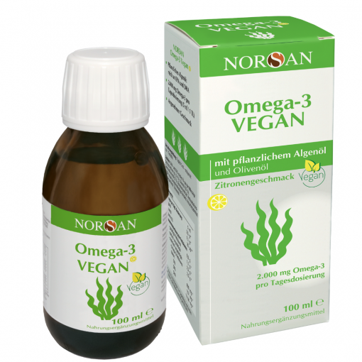 Citrinų skonio aliejus NORSAN OMEGA-3 VEGAN, 100 ml | Mano Vaistinė