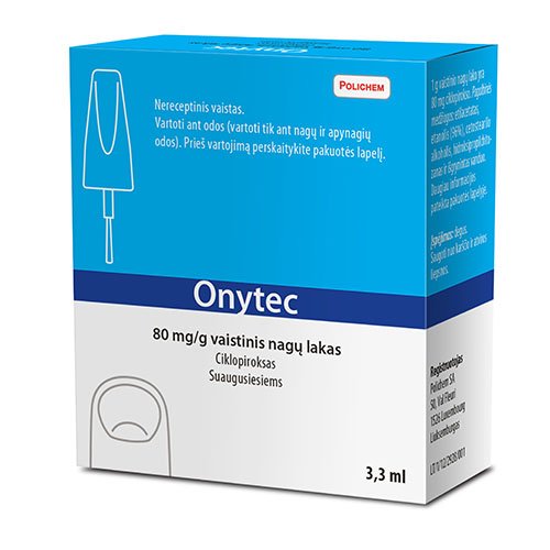 Priešgrybelinis vaistas Onytec 80 mg/g vaistinis nagų lakas, suaugusiems, 3.3 ml, N1 | Mano Vaistinė