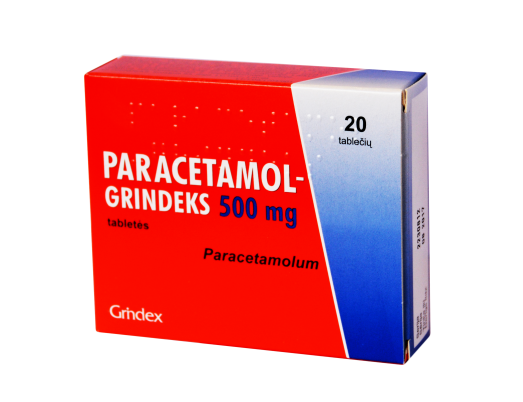 Skausmą, karščiavimą mažinantis vaistas Paracetamol-Grindeks 500 mg tabletės, N20 | Mano Vaistinė
