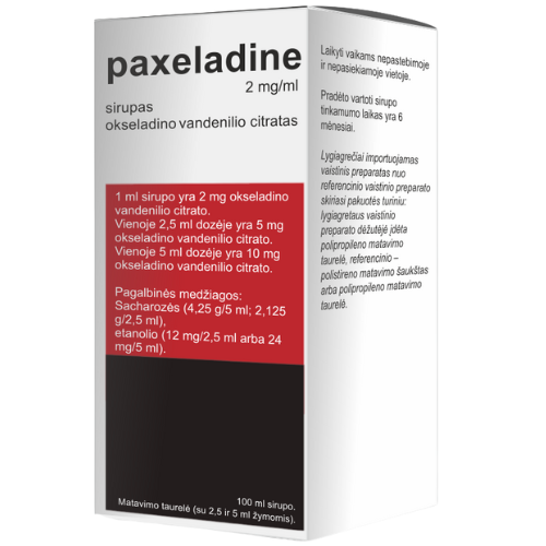 Sirupas sausam ir dirginančiui kosuliui PAXELADINE 2mg/ml, 100ml | Mano Vaistinė