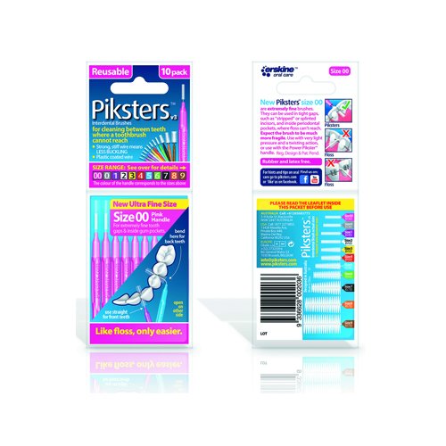 Brushes for interdental brushes Piksters interdental brushes, 0.5 mm, pink, N10 | Mano Vaistinė