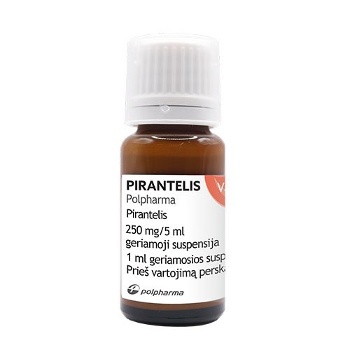 Vaistas nuo žarnyno kirmėlių PIRANTELIS Polpharma 250 mg/5 ml geriamoji suspensija, 15ml | Mano Vaistinė